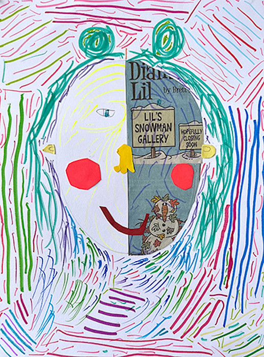 Molly L., "Fun with Lines and Comics," cut paper and marker, 12 x 9 in., C D Creative Studio, Art Educator: Cynthia Delahunt.