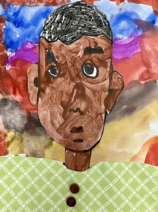 Best in Class: Javale R.W., "Self-Portrait," tempera and paper, 12 x 9 in., Wakefield Elementary, Art Educator: Cheryl Compagna.