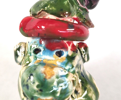 Honorable Mention: Adelynn V., "Gnome of the Garden," ceramic, 3 x 2 in., Williams Traditional Magnet Elementary, Art Educator: Benita Robinson.