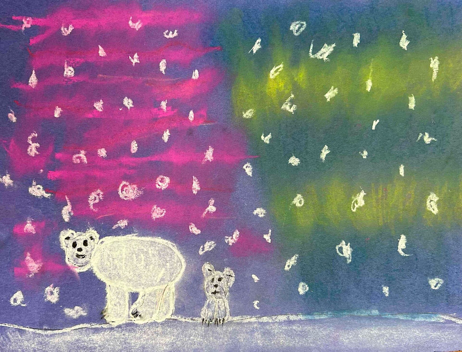 Josie M., "Crystal Clear Night," soft pastel and oil pastel, 9 x 12 in., Ellen Smith Elementary, Art Educator: Katherine Barlow.