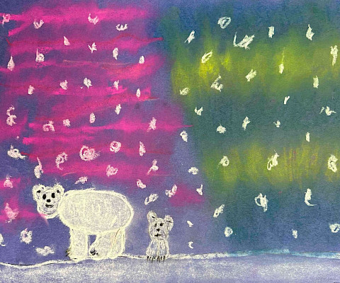 Josie M., "Crystal Clear Night," soft pastel and oil pastel, 9 x 12 in., Ellen Smith Elementary, Art Educator: Katherine Barlow.