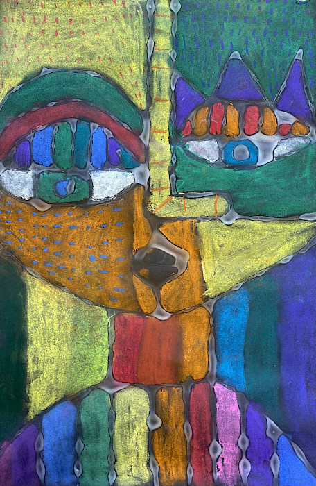 Best in Class: Nickolas C., "Abstract Portrait," mixed media, 18 x 12 in., Theodore Jones Elementary, Art Educator: Jessica Harris.