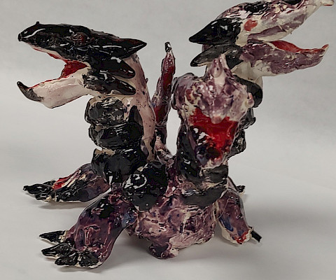 Honorable Mention: Tara S., "Cleo the Hydra," ceramic, 6 x 5.5 in., William Traditional Magnet Elementary, Art Educator: Benita Robinson.