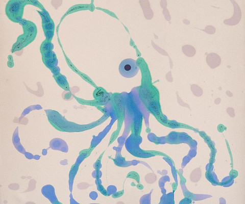 Leo A., "Blue Octopus," acrylic, 36 x 36 in., Private Instruction, Art Educator: Flora Anderson.