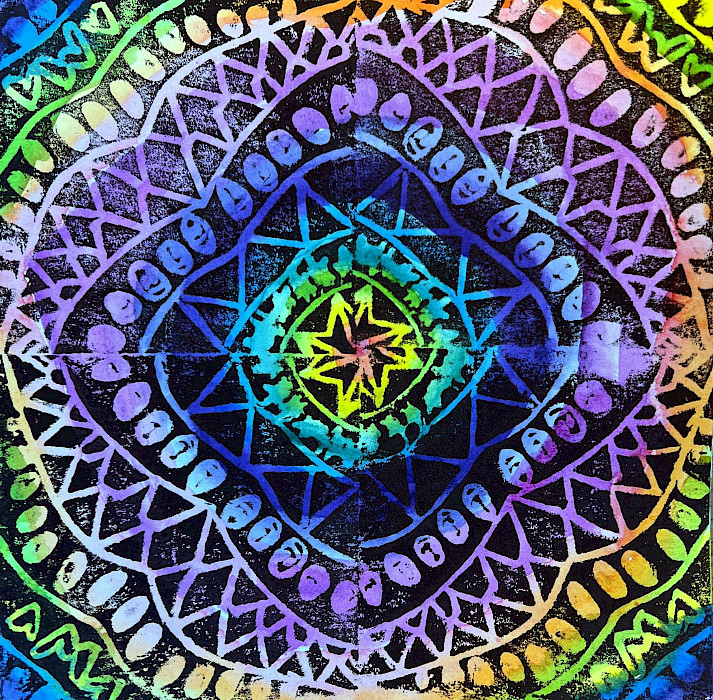 Beckett C., "Radial Symmetry Prints," watercolor and ink, 8 x 8 in., Christ the King Catholic School, Art Educator: Mimi Parrish.