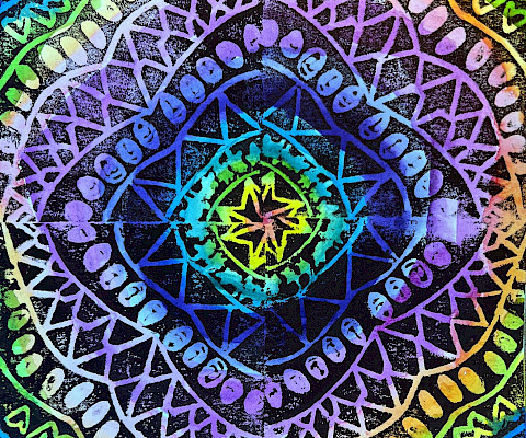 Beckett C., "Radial Symmetry Prints," watercolor and ink, 8 x 8 in., Christ the King Catholic School, Art Educator: Mimi Parrish.