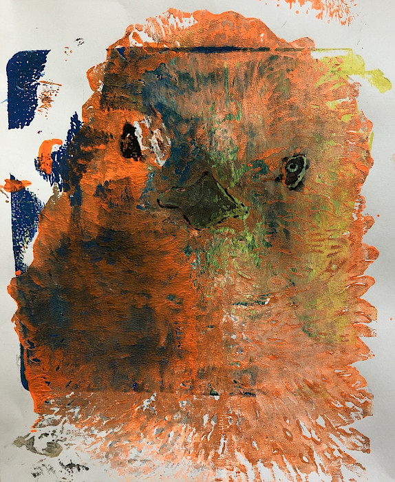 Honorable Mention: Angel D.L., "Orange Chicken," mono print, 9 x 7 in., Lakewood Elementary School, Art Educator: Kathyrn Emerson.