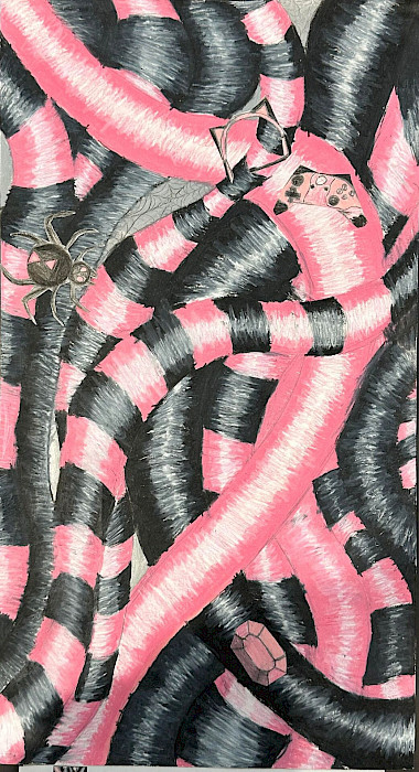 Emerson B., "In Your Area," colored pencil, 18 x 9 in., Flippin Elementary, Art Educator: Tracey Moore.