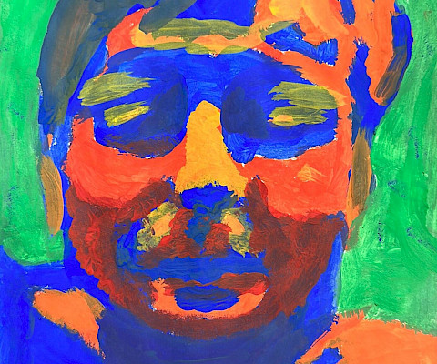 Sammy S., "Self-Portrait," acrylic, 12 x 9 in., Flippin Elementary School, Art Educator: Tracey Moore.