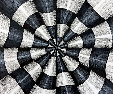 Oliver S., "Op Art," colored pencils and Sharpie© marker, 10 x 10 in., Christ the King Catholic School, Art Educator: Mimi Parrish.