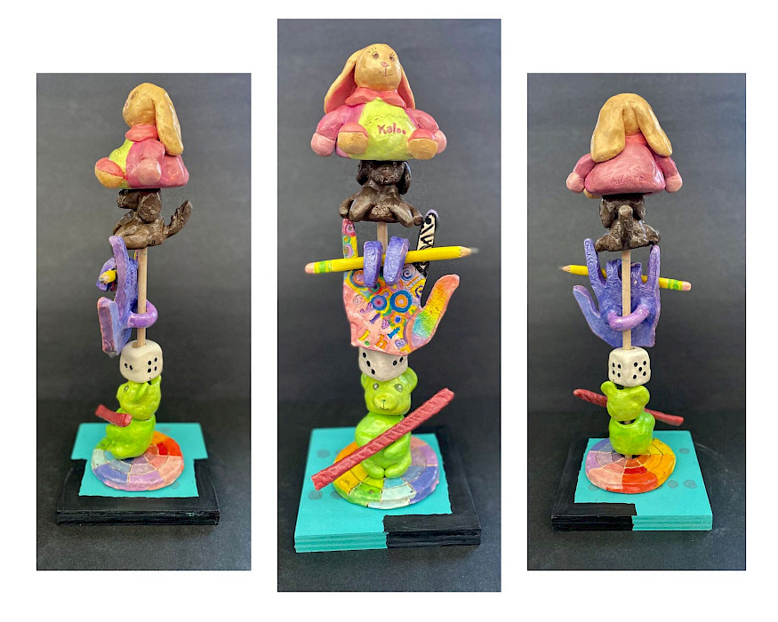 Best in Class: Slyvia H., "My Rainbow of Treasures," ceramic, 22 x 5 x 5 in., The Anthony School, Art Educator: Graeme Ellzey.