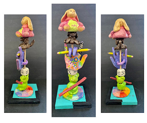 Best in Class: Slyvia H., "My Rainbow of Treasures," ceramic, 22 x 5 x 5 in., The Anthony School, Art Educator: Graeme Ellzey.