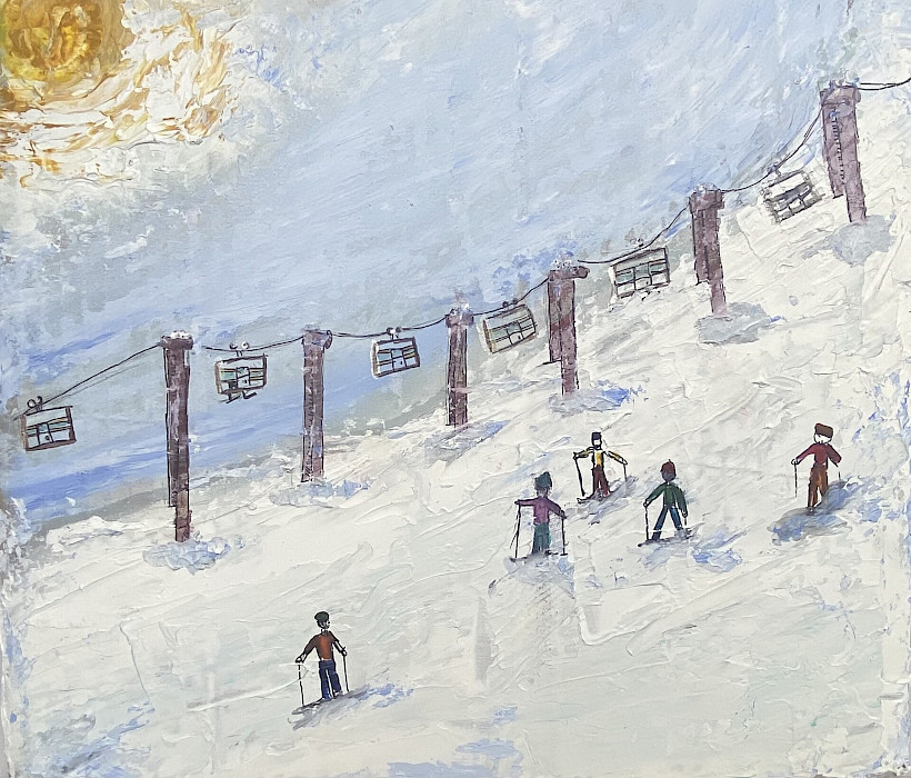 Honorable Mention: Henry O., "Powdery Paradise," acrylic and pen, 12 x 14 in., Little Rock Young Artists, Art Educator: Jamie Freyaldenhoven.