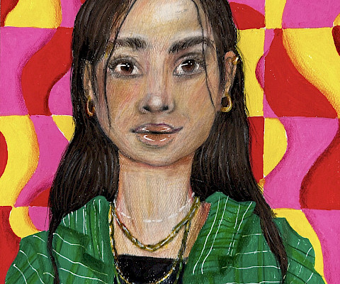 Honorable Mention: Sara S., "Self-Portrait," coloredl pencil, 12 x 9 in., Russellville Junior High School, Art Educator: Anna Calavitta.