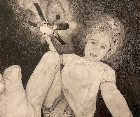 Honorable Mention: Mel N., "Fee Fi Fo Fum," graphite, 20 x 16 in., Washington Junior High School, Art Educator: Jenn Tatum.