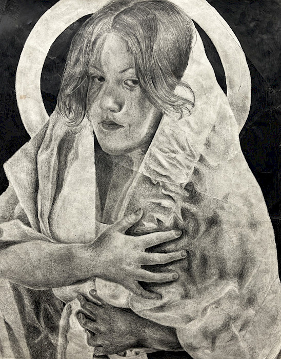 Honorable Mention: Macy S., "Self-Portrait," graphite, 20 x 16 in., Parkview Arts & Science Magnet High School, Art Educator: Matt TerAvest.