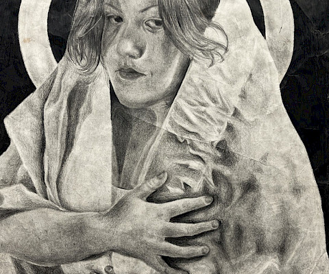 Honorable Mention: Macy S., "Self-Portrait," graphite, 20 x 16 in., Parkview Arts & Science Magnet High School, Art Educator: Matt TerAvest.
