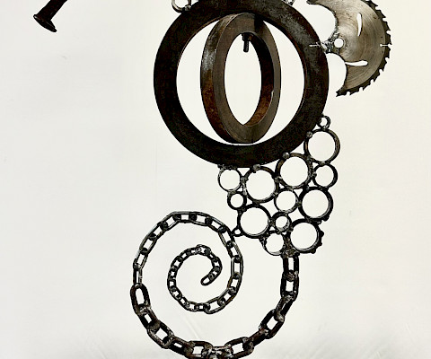 Honorable Mention: Josh W., "Stallion of the Sea," metal, 3 ft. x 15 in. x 15 in., Searcy High School, Art Educator: Terry Hester.
