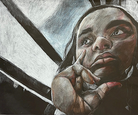Honorable Mention: Shelia D., "The Bus Ride of Despair," colored pencil, 24 x 16 in., Cabot High School, Art Educator: Helen Goodman.