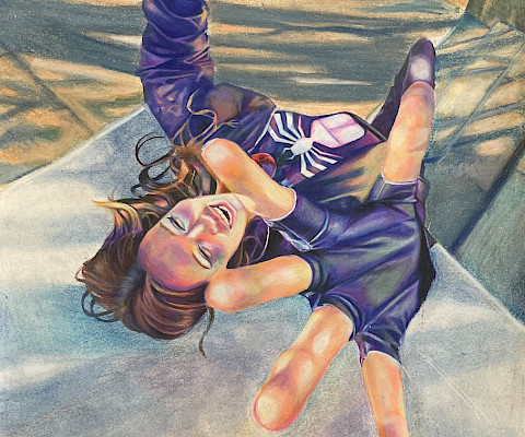 Honorable Mention: Aspen E., "Lyn," colored pencil and pastel, 24 x 18 in., Little Rock Central High School, Art Educator: Jason McCann.