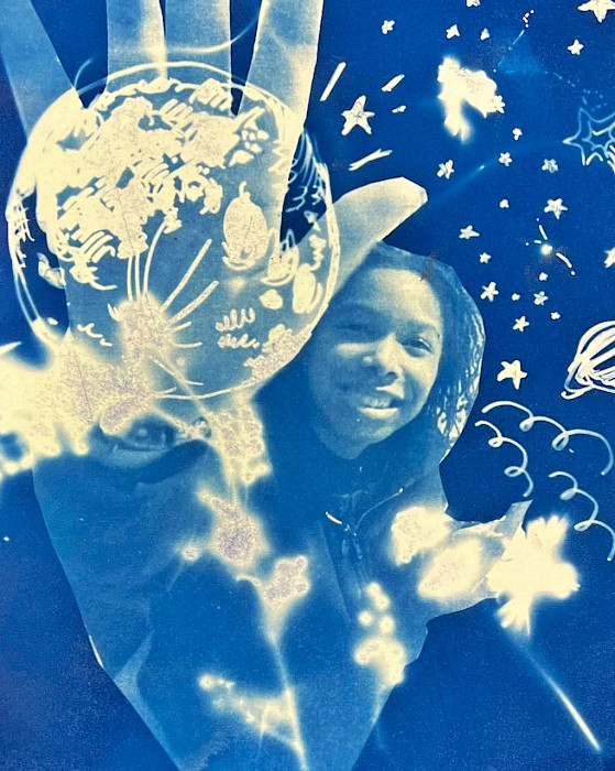 Honorable Mention: Maryn A., "Destiny," cyanotype, 10 x 8 in., Parkview Arts & Science Magnet High School, Art Educator: Matt TerAvest.