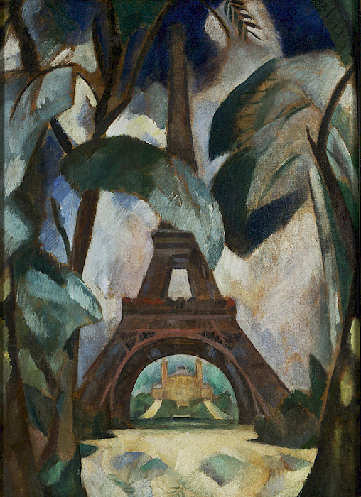 Robert Delaunay (Paris, France, 1885 – 1941, Montpellier, France), "Eiffel Tower," circa 1909, oil on canvas, 38 x 27 3/4 in., On loan from the Philadelphia Museum of Art: The Louise and Walter Arensberg Collection, 1950. 1950-134-42b.
