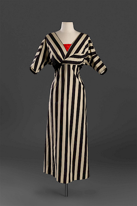 Esphyr Slobodkina (Chelyabinsk, Russia, 1908 – 2002, Glen Head, New York), "Striped Evening Muumuu," circa 1972, cotton, length: 56 in., Courtesy of Slobodkina Foundation. Photography by Edward C. Robison III.