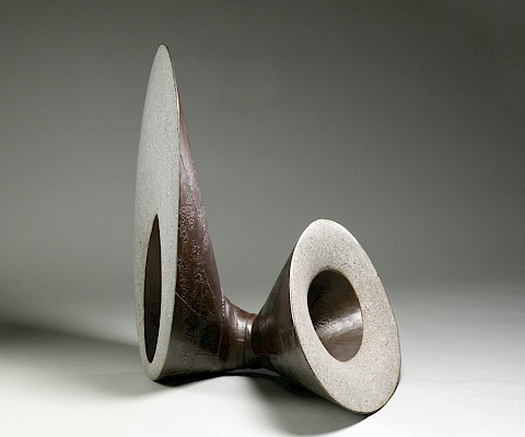 Rick Smith (Boston, Massachusetts, 1960 - ), "Oblique Transition," 2000, forged mild steel and concrete, 30 x 24 x 19 in., Arkansas Museum of Fine Arts Foundation Collection: Purchased with a gift from John and Robyn Horn. 2000.051.
