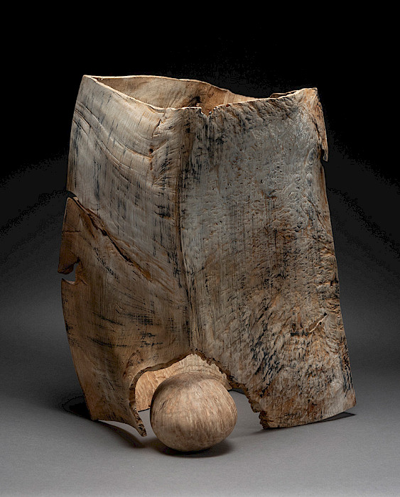 Michael Peterson (Wichita Falls, Texas, 1952 - ), "Arbutus," 2004, chainsawn, sandblasted, bleached, and pigmented madrone burl, 10 x 17 x 17 in., Arkansas Museum of Fine Arts Foundation Collection: Purchased with a gift from John and Robyn Horn. 2004.032.ab.