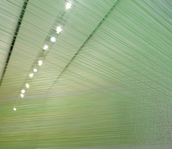 Detail photo of an art installation by Anne Lindberg.